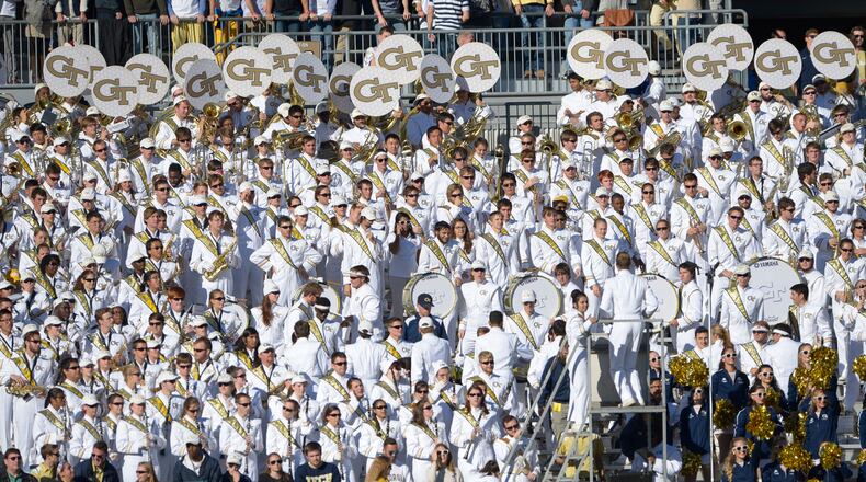 Atlanta, Ga. -- Georgia Techâs band watches the football action during the second half of their game against Virginia Saturday, November 19, 2016. SPECIAL/Daniel Varnado