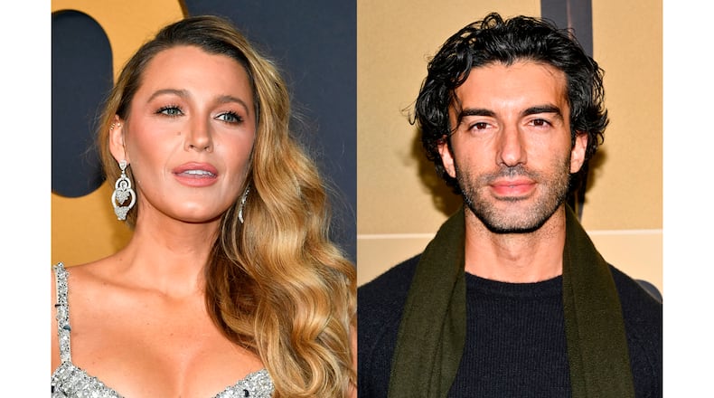 Blake Lively appears at the SNL50: The Anniversary Special at Rockefeller Plaza in New York on Feb. 16, 2025, left, and Justin Baldoni appears at a special screening of "The Boys in the Boat" in New York on Dec. 13, 2023. (Photos by Evan Agostini/Invision/AP)