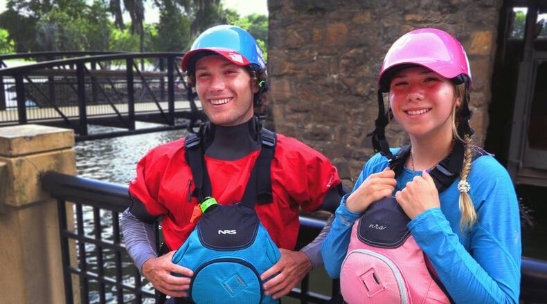 Phenix City siblings Mason Hargrove and Makinley Kate Hargrove talk about their kayaking experiences during a recent interview (Courtesy of Mike Haskey)