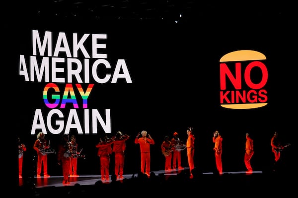 American musician, writer, visual artist, and filmmaker David Byrne will perform during his “Who Is The Sky” at the Fox Theatre on Tuesday, Dec. 2, 2025. This marks the first of two shows he will have at the historic entertainment venue. (Miguel Martinez/AJC)