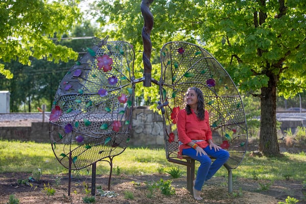 Lungs of Mother Earth's windpipe, constructed of twisted wood, extends skyward above the lungs. "We cannot live without trees," artist Shannon Willow said. "So the tree is the central form within the overall form.” (Courtesy of Isadora Pennington)