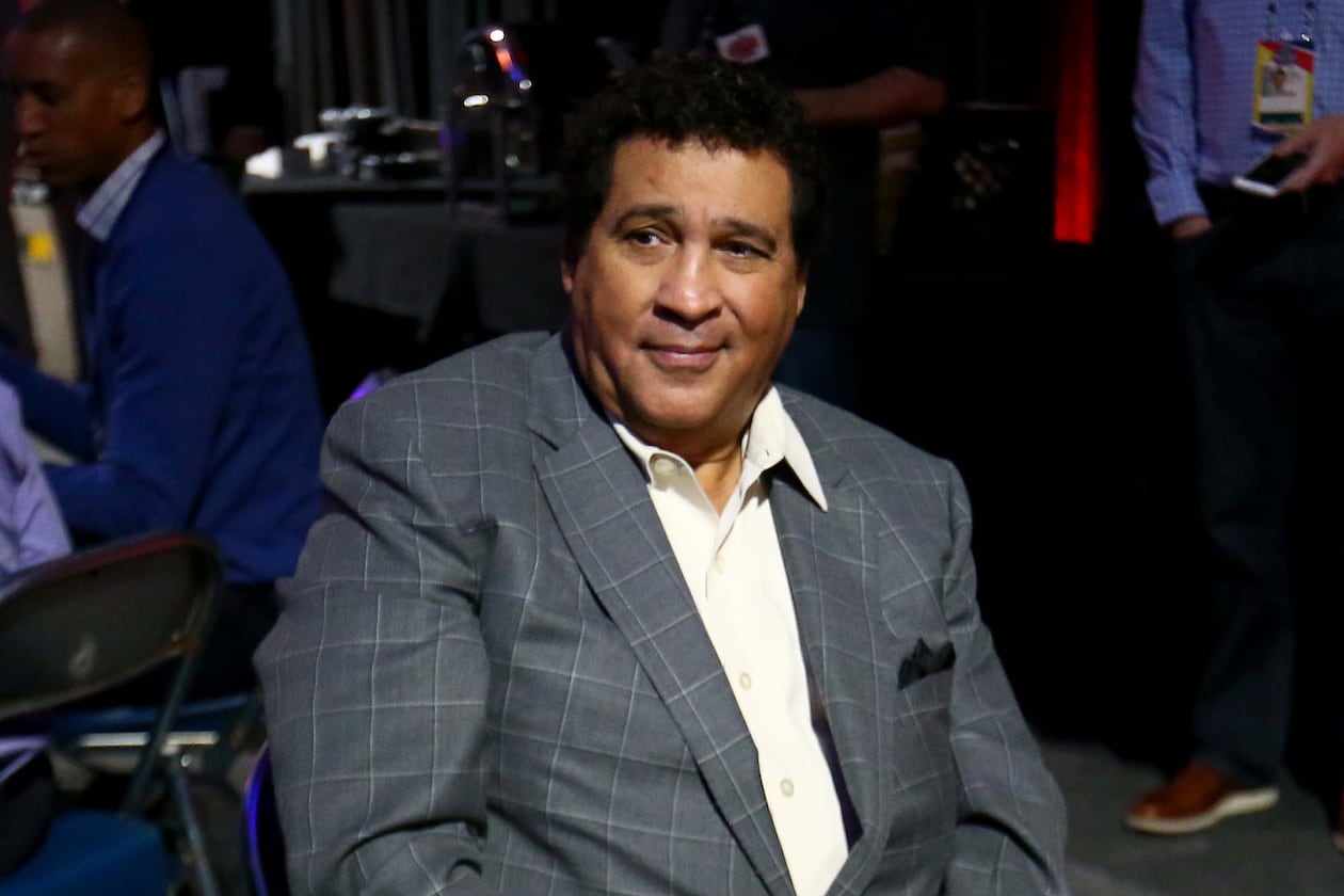 Sportscaster Greg Gumbel is interviewed prior to the NCAA Men's Final Four at NRG Stadium on April 1, 2016, in Houston. (Ronald Martinez/Getty Images/TNS)