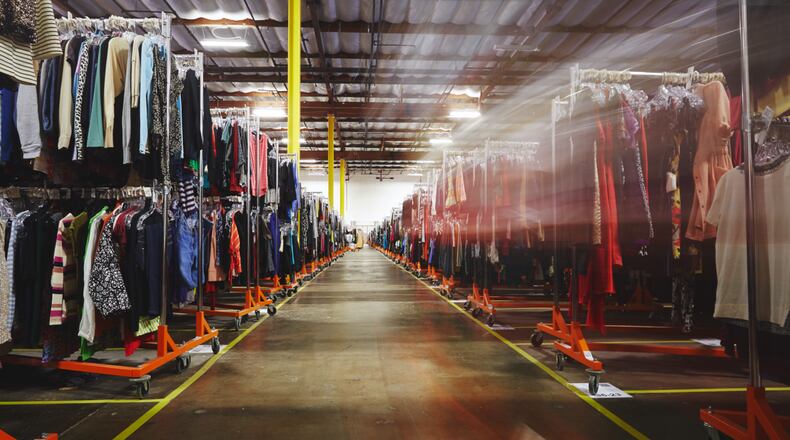 ThreadUp handles logistics of online resale. The distribution center houses millions of apparel items for resale.
