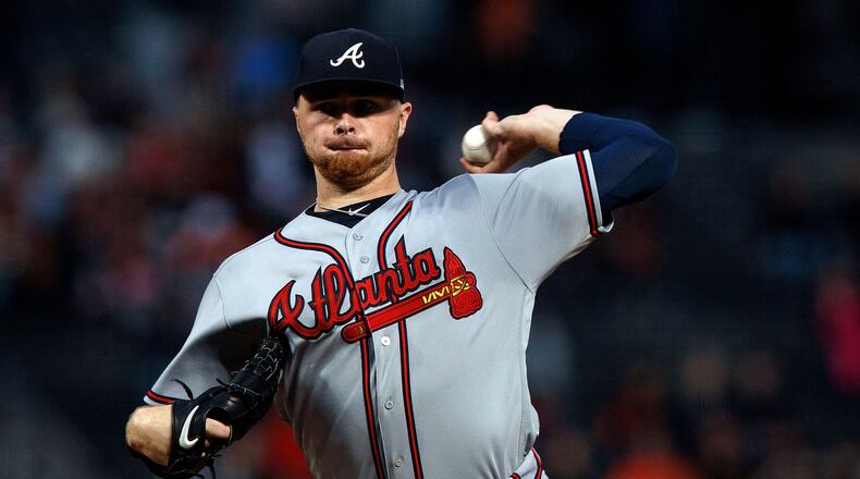 SAN FRANCISCO, CA - SEPTEMBER 10: Sean Newcomb #15 of the Atlanta Braves pitches against the San Francisco Giants during the first inning at AT&T Park on September 10, 2018 in San Francisco, California.  (Photo by Jason O. Watson/Getty Images)