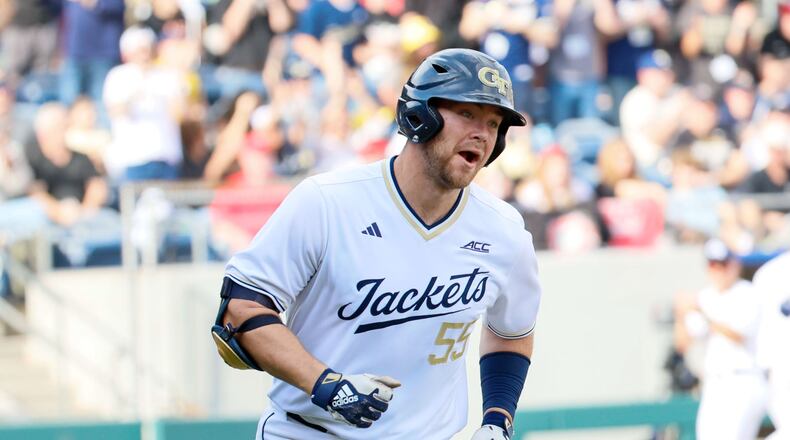 Georgia Tech catcher Matthew Ellis (shown here during an earlier game this season) was named the ACC player of the week Monday. (Miguel Martinez /miguel.martinezjimenez@ajc.com)