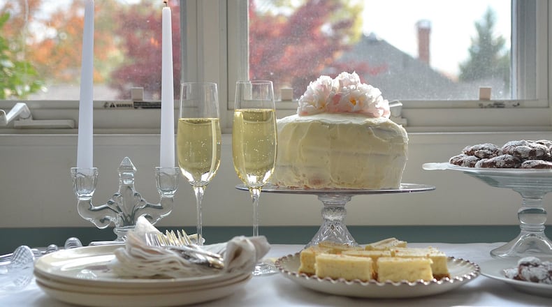Champagne Cake, Eggnog Bars and Snowy-Topped Brownie Drops are perfect holiday confections — delicious, pretty to look at and not hard to bake. (Photo by Chris Hunt/Special; styling by Wendell Brock)