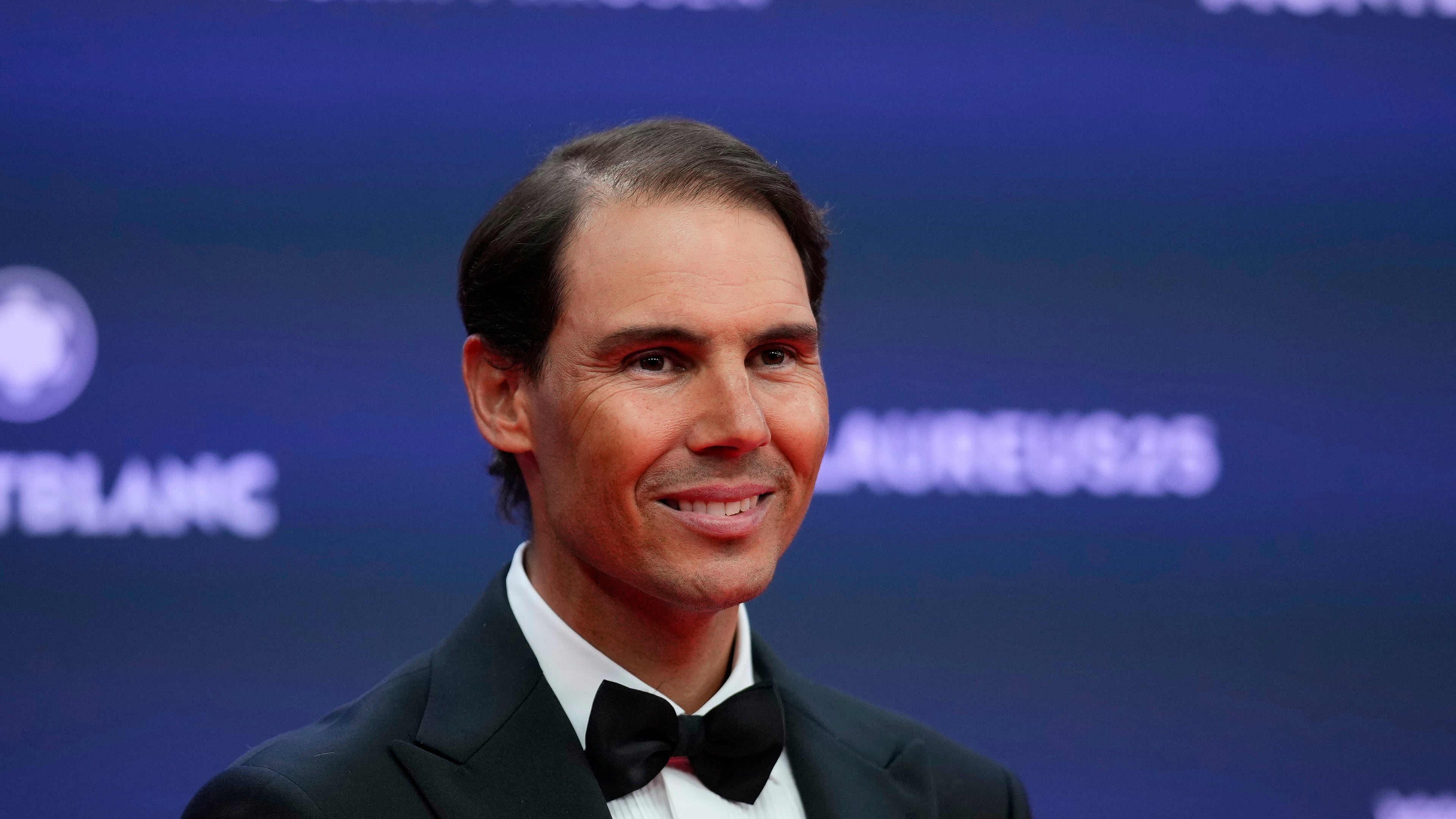 FILE - Rafael Nadal of Spain, poses during the 2025 Laureus World Sports Awards in Madrid, Spain, Monday, April 21, 2025. (AP Photo/Manu Fernandez, File)
