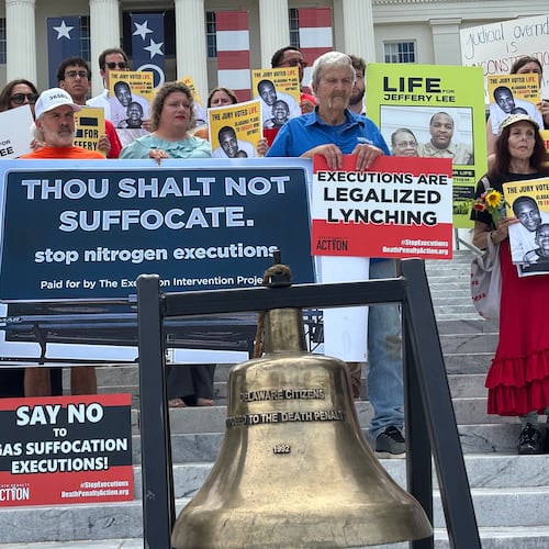 Protesters gather outside the Alabama Capitol in Montgomery on Monday to oppose the execution of Jeffery Lee, scheduled for Thursday. Kim Chandler/ASSOCIATED PRESS