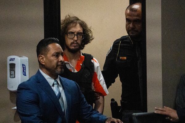Patrick Crusius enters the Commissioners Courtroom at the Enrique Moreno County Courthosue for his sentencing in El Paso, Texas, April 21, 2025. (Omar Ornelas/Pool Photo via AP)