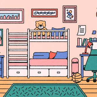 After years of school schedules, first days and family routines, an empty bedroom can mark the start of a new chapter for parents, too. (Illustration: Broly Su/AJC)