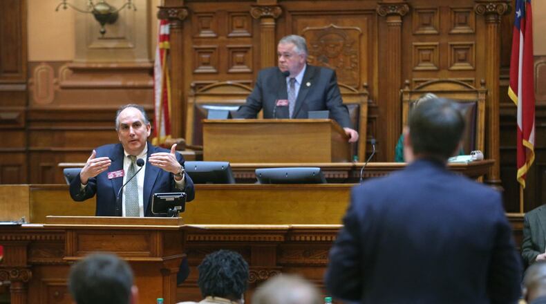 Former state House Majority Whip Edward Lindsey, R-Atlanta, seen here speaking in 2013, will co-chair an advisory panel to recommend possible changes to the law that allows lawyer-legislators to delay court cases for legislative business. Lindsey is now a lobbyist for the multinational firm Dentons. File photo.