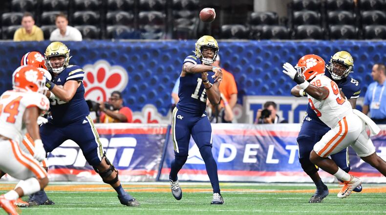 Georgia Tech quarterback Jeff Sims will look to rebound with a victory Saturday against Western Carolina. (Hyosub Shin / Hyosub.Shin@ajc.com)