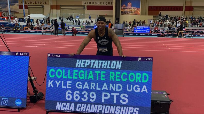 Kyle Garland's point total o 6,639 points at the NCAA Indoor Championships not only was the best in Georgia history, but the second best of all time. (Photo from UGA Athletics)
