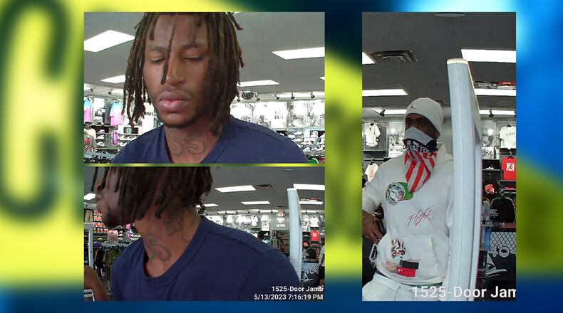 Police shared photos of two men suspected of committing armed robbery at Hibbett Sports on Martin Luther King Jr. Drive in southwest Atlanta.
