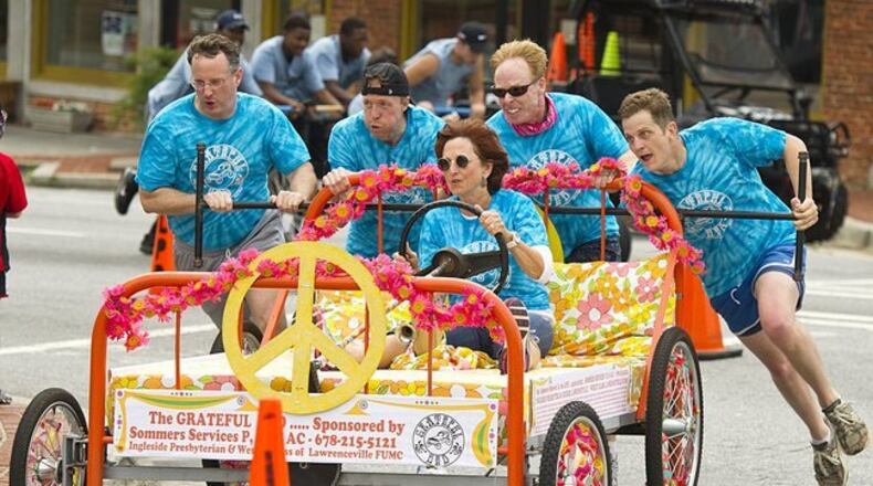 Lawrenceville's Family Promise Bed Race, as shown in 2013. FILE PHOTO