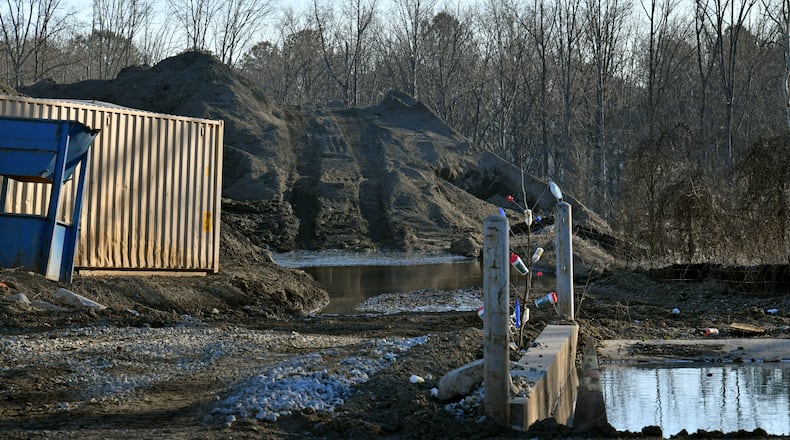 A waste pile at a site run by TAV Holdings Inc. is shown on January 26, 2022. The Environmental Protection Agency issued an emergency order earlier this year against the scrap metal processing facility, citing the “imminent and substantial endangerment” its hazardous waste releases may pose to the public and the environment.