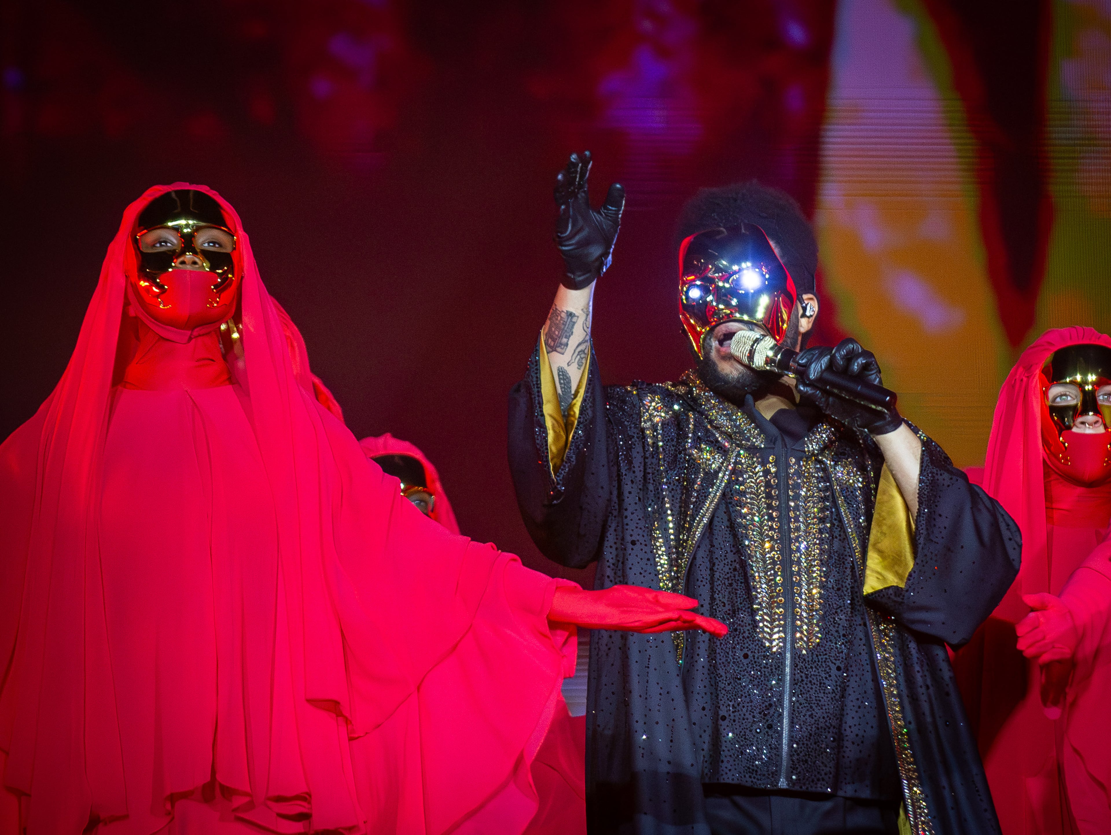 The Weeknd rarely took a break throughout the night, proving that his discography has enough fuel to power any moment. (Ryan Fleisher for the AJC)