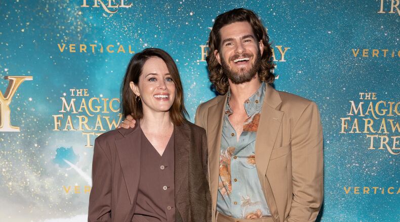 FILE - Claire Foy, left, and Andrew Garfield attend "The Magic Faraway Tree" special screening at Regal Union Square on Wednesday, July 29, 2026, in New York. (Photo by CJ Rivera/Invision/AP, File)
