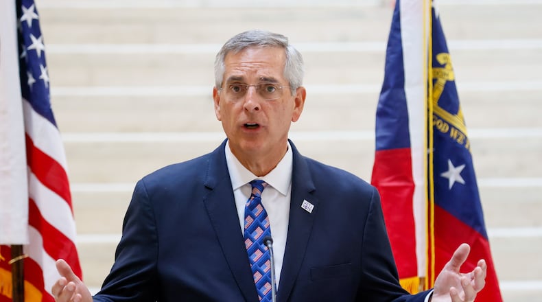 Secretary of State Brad Raffensperger finalizes Georgia's presidential ballot to include six candidates, the first time since 2000 that Georgians had a choice in the presidential race beyond just a Democrat, Republican and Libertarian. (Miguel Martinez / AJC)