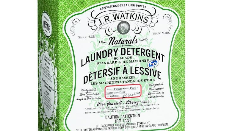J.R. Watkins offers a powdered laundry detergent that’s fragrance-free for sensitive skin.