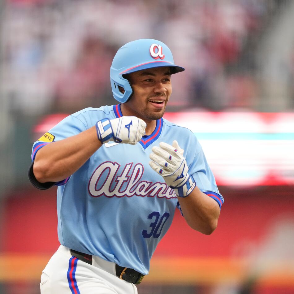 Atlanta Braves' Drake Baldwin (celebrating a home run in May) might soon return to the team. (Brynn Anderson/AP)