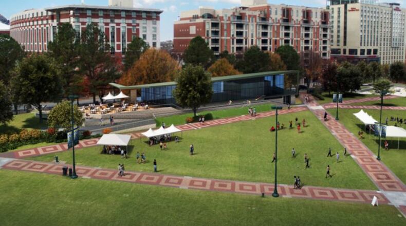 A new building offering flexible space is part of the plan to update Centennial Olympic Park.