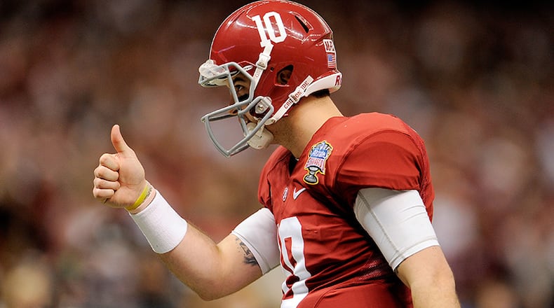 Alabama quarterback A.J. McCarron was a fifth-round selection by the Cincinnati Bengals in the 2014 NFL Draft.