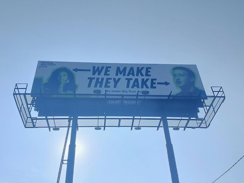A billboard in Augusta paid for by the advocacy group More Perfect Union. 
