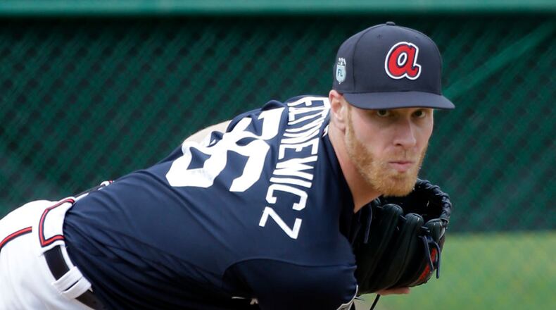 Braves pitcher Mike Foltynewicz had another good outing Tuesday against the Nationals, trimming his spring ERA to 2.00 in five starts. (AP Photo/John Raoux)