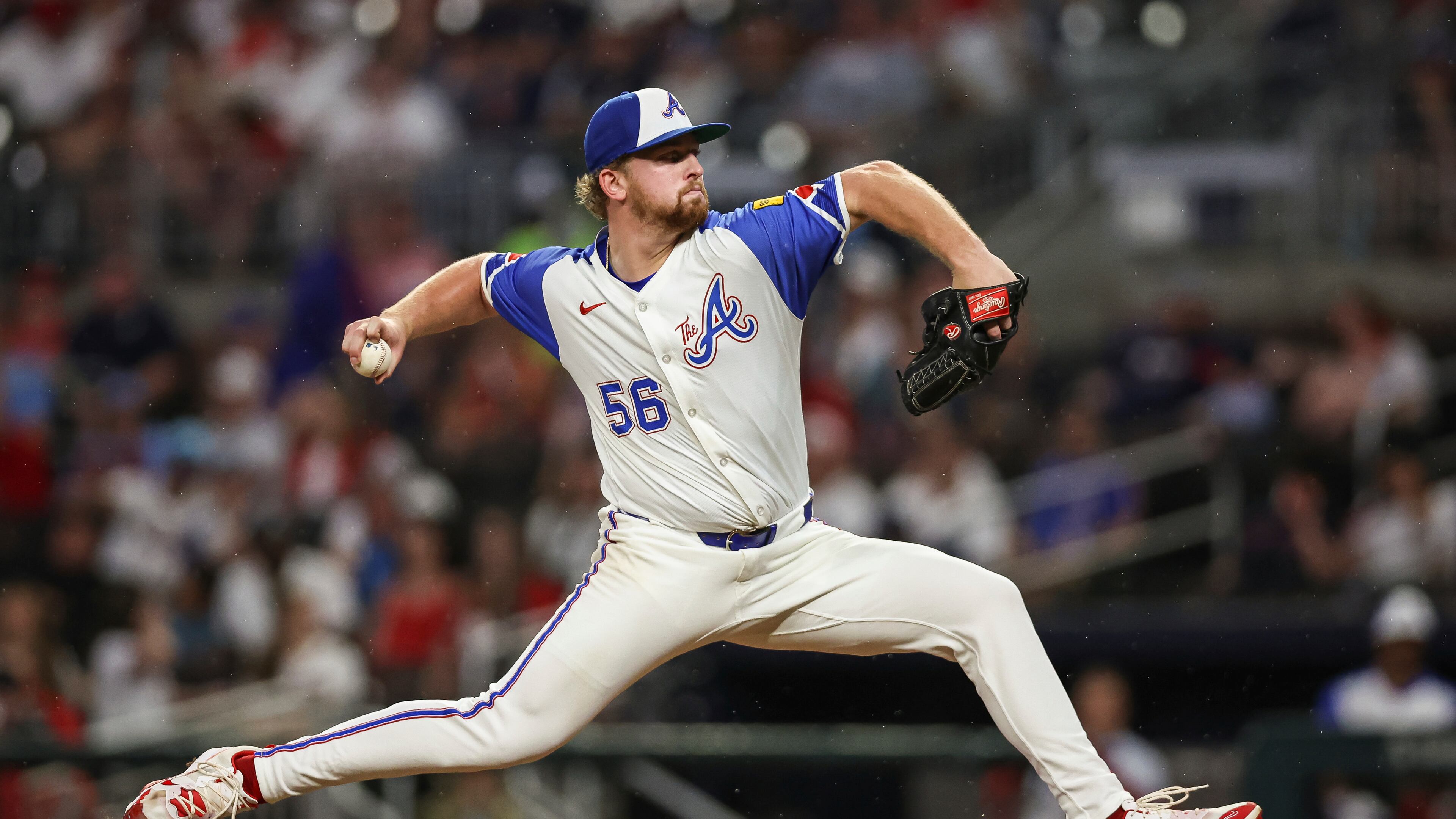 Atlanta Braves pitcher Spencer Schwellenbach allowed one run and struck out 12 over seven innings Saturday, June 28, 2025, against the Phillies at Truist Park. (Colin Hubbard/AP)