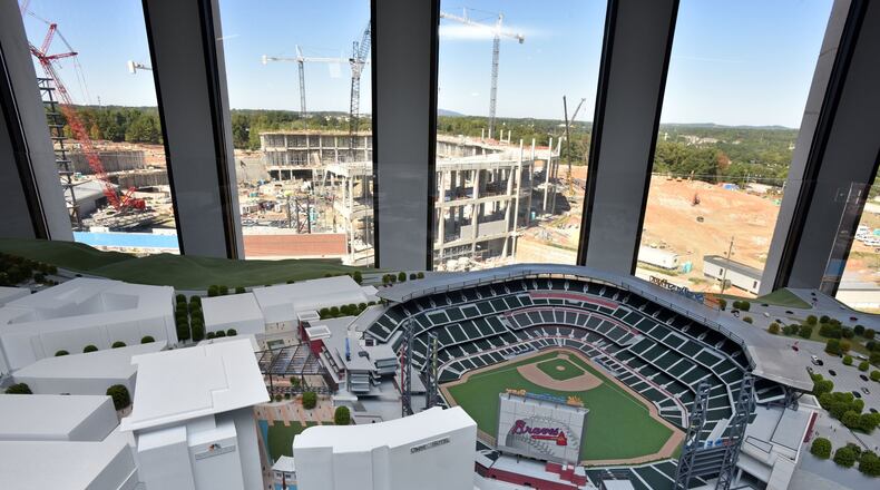 The Braves and their development team announced the first wave of restaurants on Wednesday for the $400 million complex. The development also has a name: The Battery Atlanta. The name is in reference to a pitching staff or the pitcher and catcher on the field. The first restaurants are: Antico Pizza, Cru Food and Wine Bar, Tomahawk Taproom featuring Fox Bros. Bar-B-Q, chef Ford Fry’s Superica restaurant and a new steak concept by chef Linton Hopkins. HYOSUB SHIN / HSHIN@AJC.COM