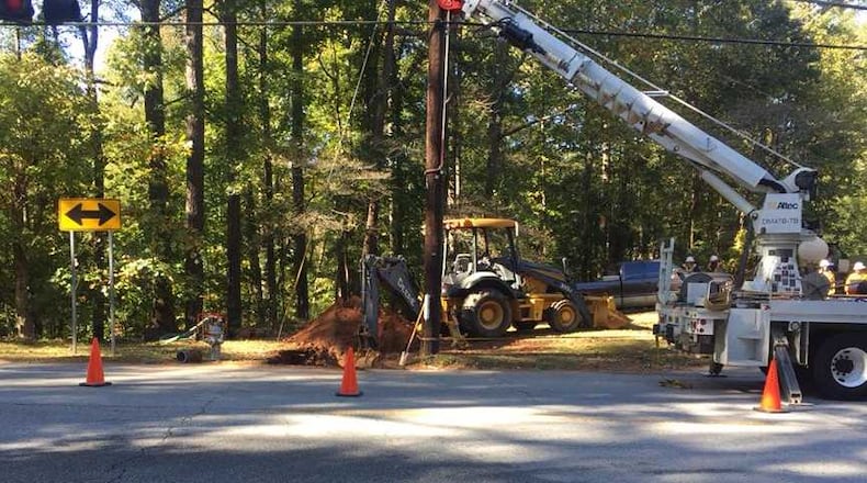 The Sandy Springs fire department and Atlanta Gas have repair crews at the scene.