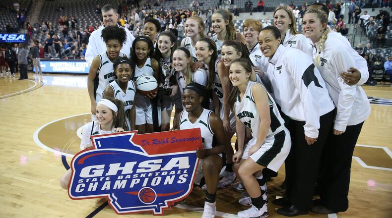 Wesleyan won the GHSA Class A private girls state basketball title in March, a championship which helped to school in its run to the Class A Directors Cup title. Jason Getz/Special