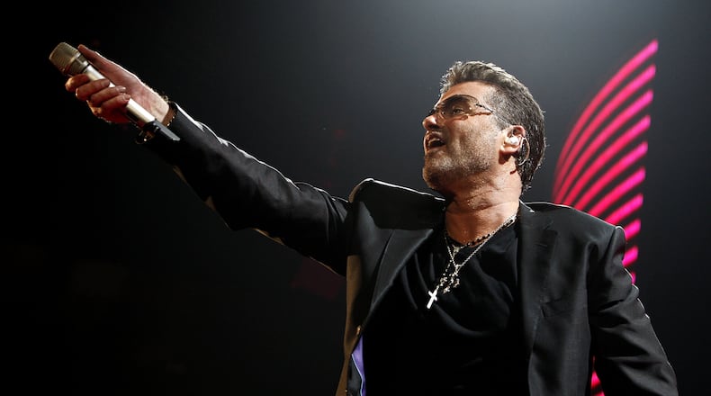 SAN DIEGO - JUNE 17: Singer George Michael performs at the Sports Arena on June 17, 2008 in San Diego, California. Album sales from singer and his former duo Wham, have increased since his December 25, 2016 death. (Photo by Kevin Winter/Getty Images)