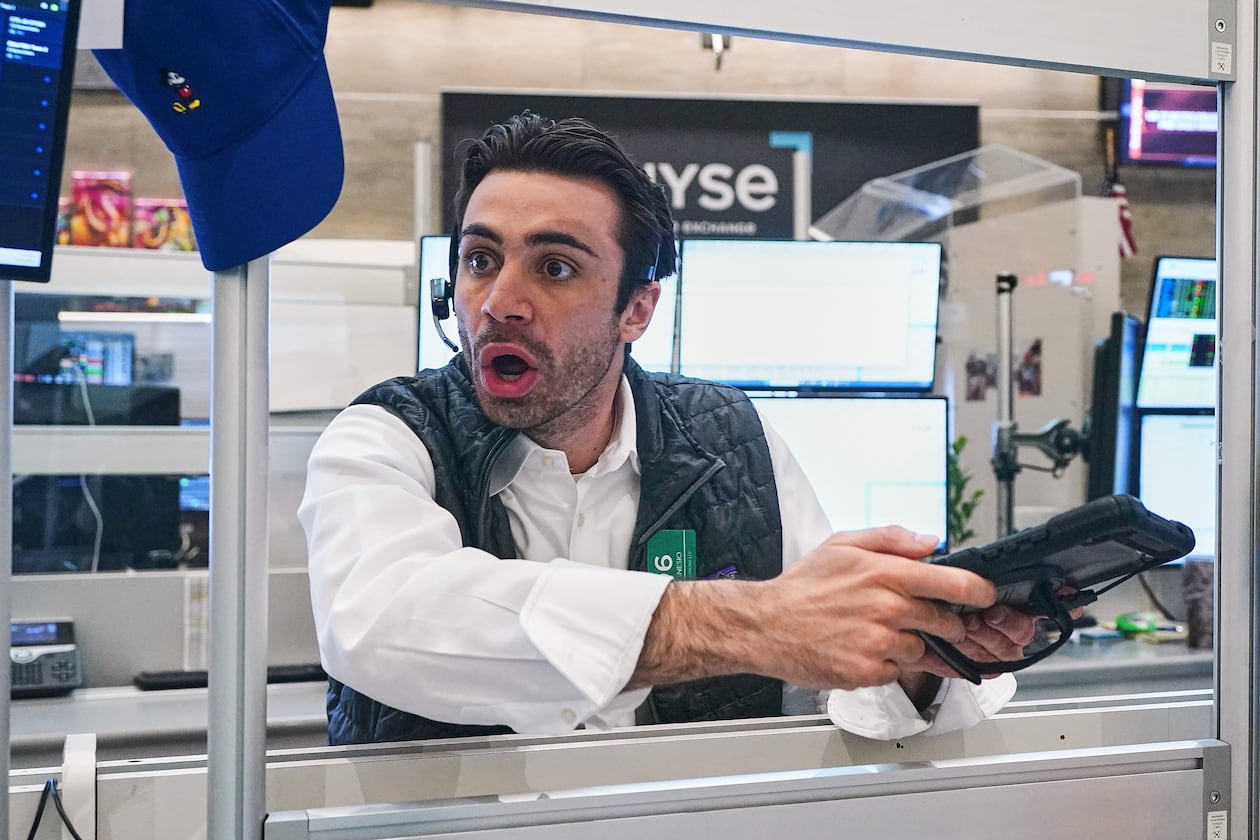 Options trader Paul Magnesio works on the floor of the New York Stock Exchange, Thursday, June 25, 2026. (AP Photo/Richard Drew)