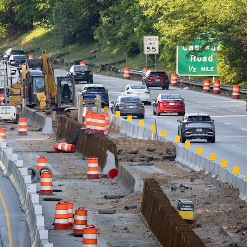 Officials plan to close a portion of I-285, shown here just before the Cascade Road exit, in both directions for construction work from 7 p.m. Friday until 5 a.m. Monday. (Ben Hendren for the AJC)