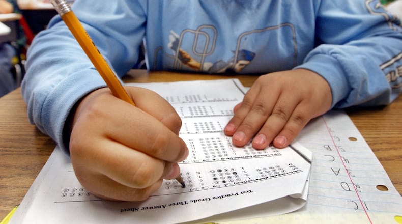 Inigo Vazquez, a third-grader in Diane Clark's (cq), class at Findley Oaks Elementary School in north Fulton County, prepping for the CRCT test.