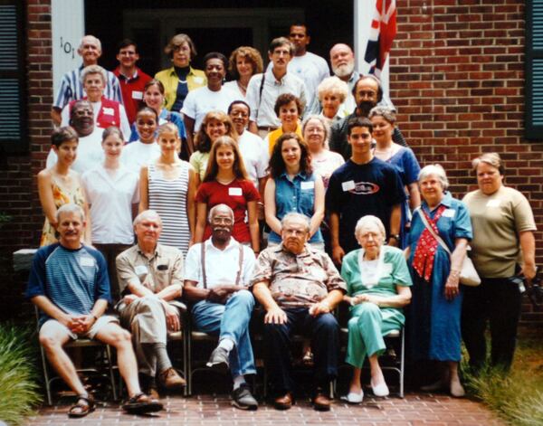 This photo provided by Katie Bennett  shows a 1998 gathering of members of the Jones family in Bolivar, Tenn. Bennett is in the center of the top row wearing a white blouse.  Jameson Jones is on the front row, second from left.