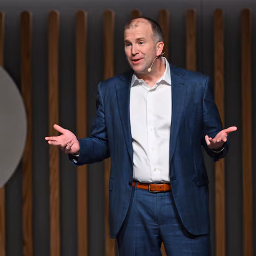 FILE - Target CEO Michael Fiddelke speaks at Target's Financial Community Meeting at Target headquarters in Minneapolis, Tuesday, March 3, 2026. (AP Photo/Tom Baker, File)