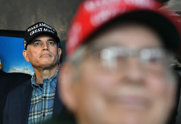U.S. Rep. Andrew Clyde prepares to speak during a Team Trump event ahead of the Iowa Caucus on Monday, Jan. 15, 2024, in Fort Dodge, Iowa. (Hyosub Shin/AJC)