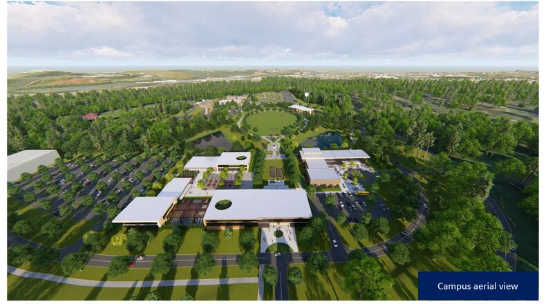 A preliminary rendering of the proposed public safety training academy at the site of the old Atlanta prison farm in unincorporated DeKalb County. (Photo courtesy Atlanta Police Foundation)