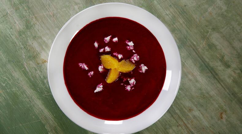 Beet gazpacho. (Kirk McKoy/Los Angeles Times/TNS)