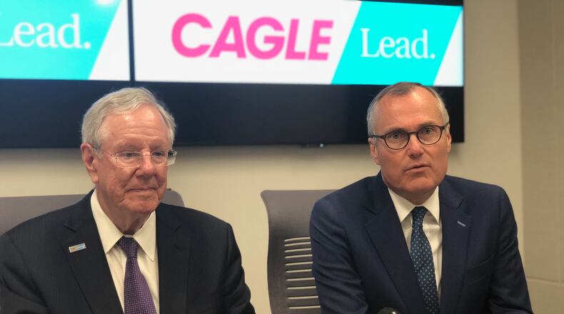 Steve Forbes campaigned with Lt. Gov. Casey Cagle in Atlanta. AJC/Greg Bluestein