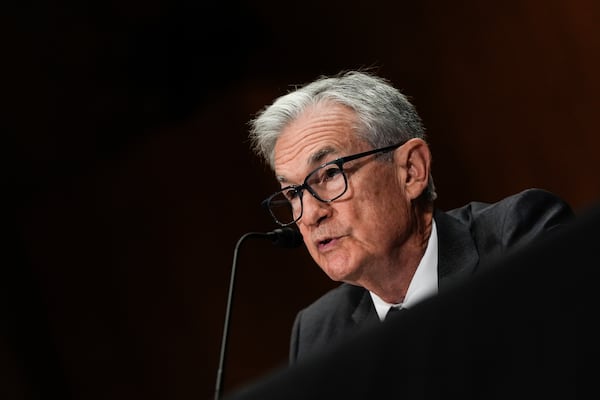 Federal Reserve Board Chairman Jerome Powell speaks during a Senate Committee on Banking hearing, Wednesday, June 25, 2025, on Capitol Hill in Washington. (AP Photo/Julia Demaree Nikhinson)