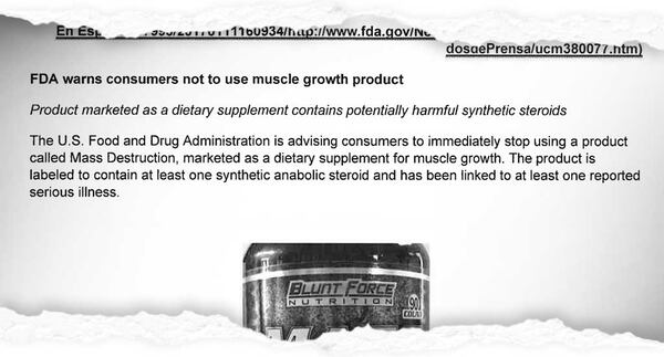FDA safety alert advising consumers to stop using Mass Destruction immediately.