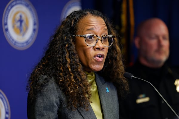 DeKalb County District Attorney Sherry Boston speaks at a press conference after Wesley Cooley pleaded guilty to rape and other charges at DeKalb County Courthouse in Decatur on Thursday, March 12, 2026. (Arvin Temkar/AJC)