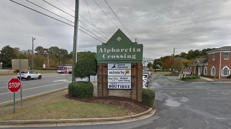 Alpharetta recently denied a request to add up to 12 panels to monument signs like this one at a shopping center on Alpharetta Highway/Ga. 9. (Google Maps)