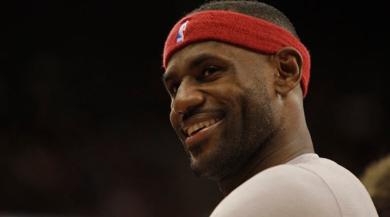 Cleveland Cavaliers' LeBron James plays against the Memphis Grizzlies during an NBA basketball game Monday, Oct. 12, 2015, in Columbus, Ohio. (AP Photo/Jay LaPrete)