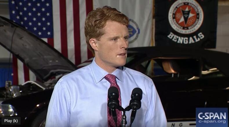 A screenshot of U.S. Rep. Joe Kennedy III, D-Mass., as he delivered Democrats' State of the Union rebuttal in 2018. Courtesy of C-SPAN.