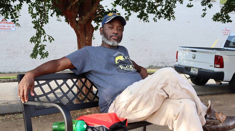 Bryant Wall, 54, enjoyed space and peace at a bench in front of the Safehouse Ministries on Hamilton Rd. (Photo Courtesy of Kala Hunter)
